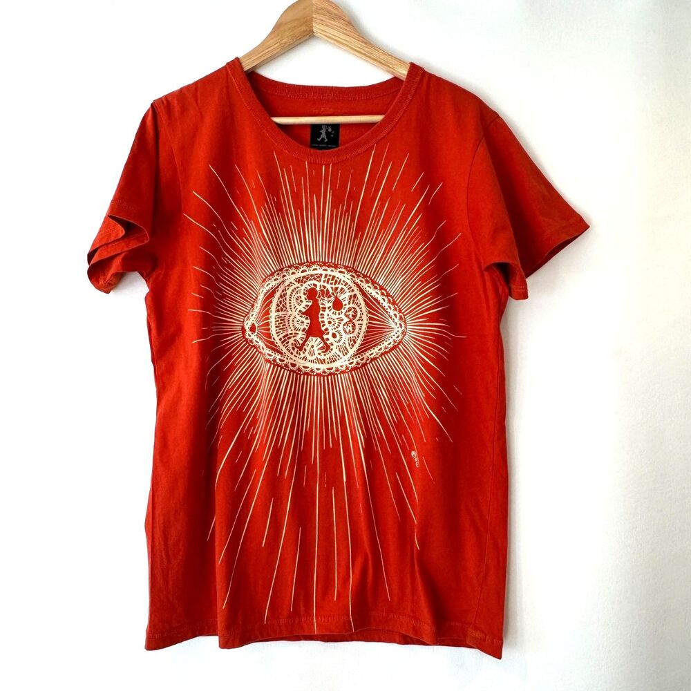 Karen Walker Runaway Orange XS T-Shirt New Zealand Eye Short Sleeves Cotton